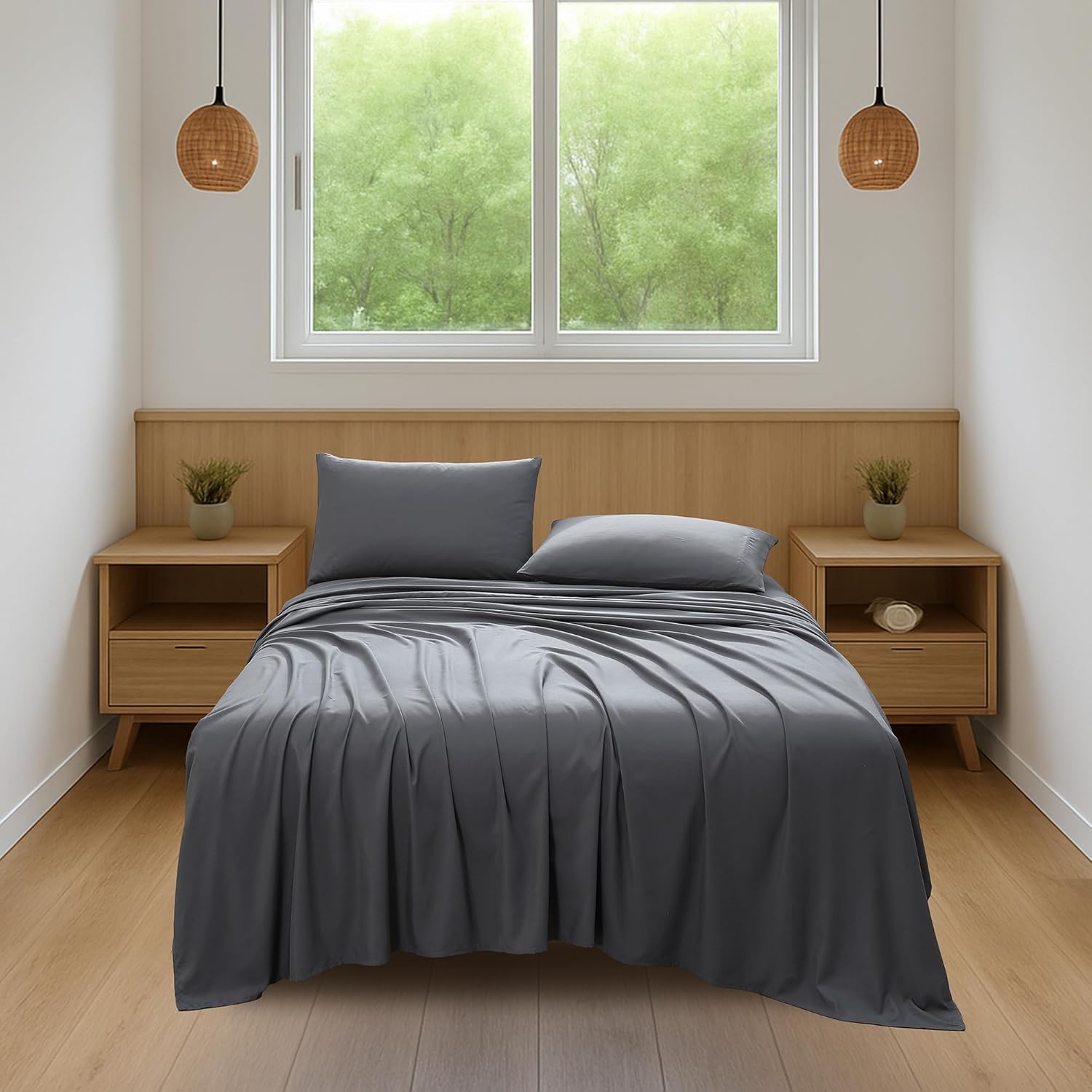 Coleman Queen Sheet Set – Durable Home Bedding with Outdoor Heart, Stylish & Reliable for Bedroom or Cabin – Premium Solid Color, Built for Comfort, Style & Occasional Outdoor Use, Gray