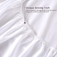 Vista 5 de KINMEROOM Juego de sábanas Queen Juego de sábanas y fundas de almohada de 4 piezas para cama tamaño Queen Sábana bajera blanca con bolsillo