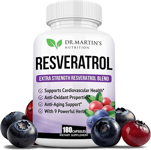 Resveratrol extra fuerte 1568mg - 180 cápsulas - 3 meses de suministro Suplemento antioxidante Pastillas naturales de trans-resveratrol para