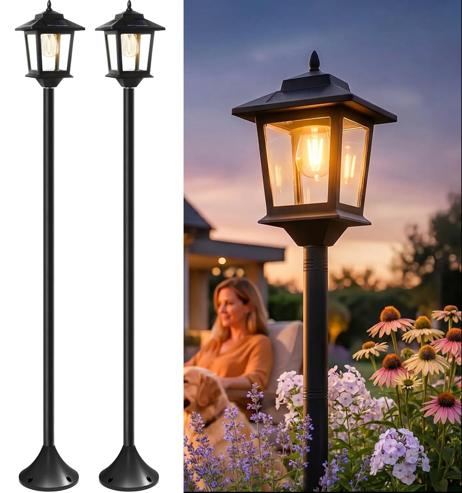 PASAMIC 2-Pack Solar Post