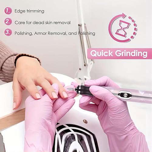 Miniatura 3 de Taladro de uñas eléctrico portátil, kit de lima de uñas profesional compacto eléctrico para acrílico, uñas de gel, uso doméstico y salón de belleza,