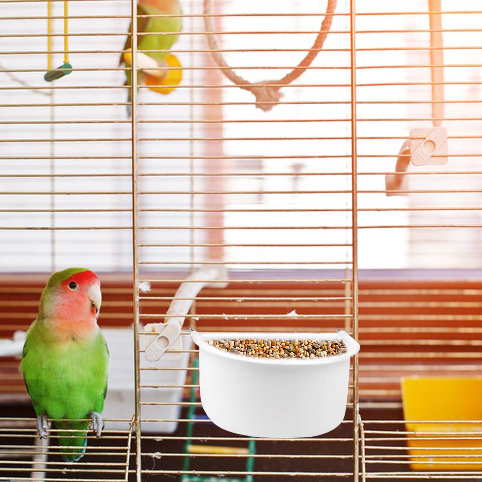 Vasca Da Bagno Per Uccelli - 2 Pezzi Mangiatoia E Bagnetto Sospesi - Foto 9