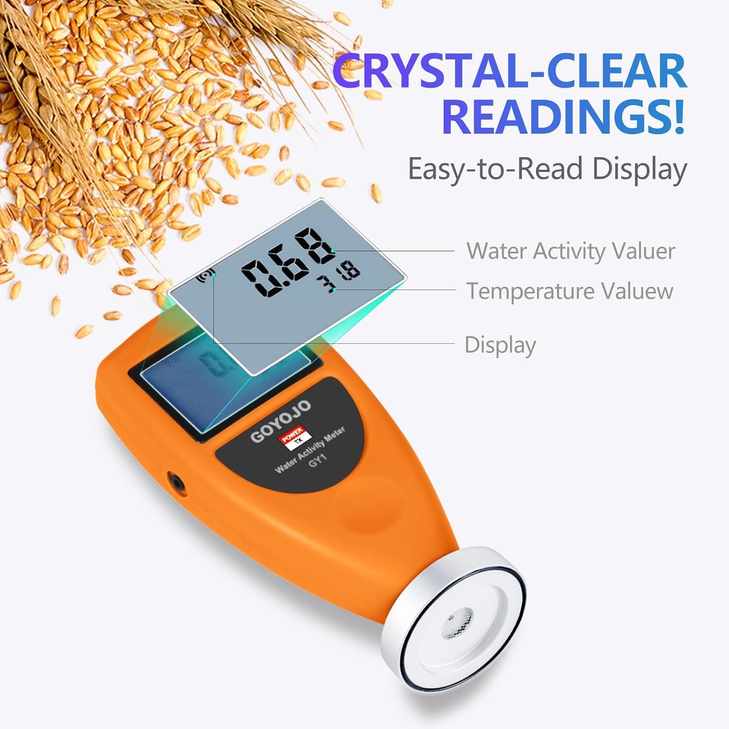 Water Activity Meter Smart Food Water Activity Tester for Jerky Dried Fruit Grain Vegetable Aw Moisture Mete Tools Adopt Non conductive Humidity Sensor, 0-1.0AW ±0.02AW Water Activity Analyzer Monitor