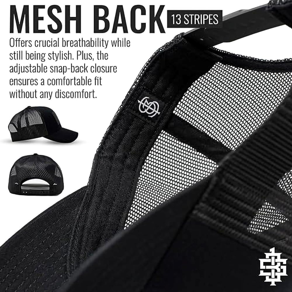 13 STRIPES American Flag Hat – Leather Patch Mesh Back Snapback Hat for Men & Women USA Flag Trucker Hat, Casual Unisex Hat - Image 4