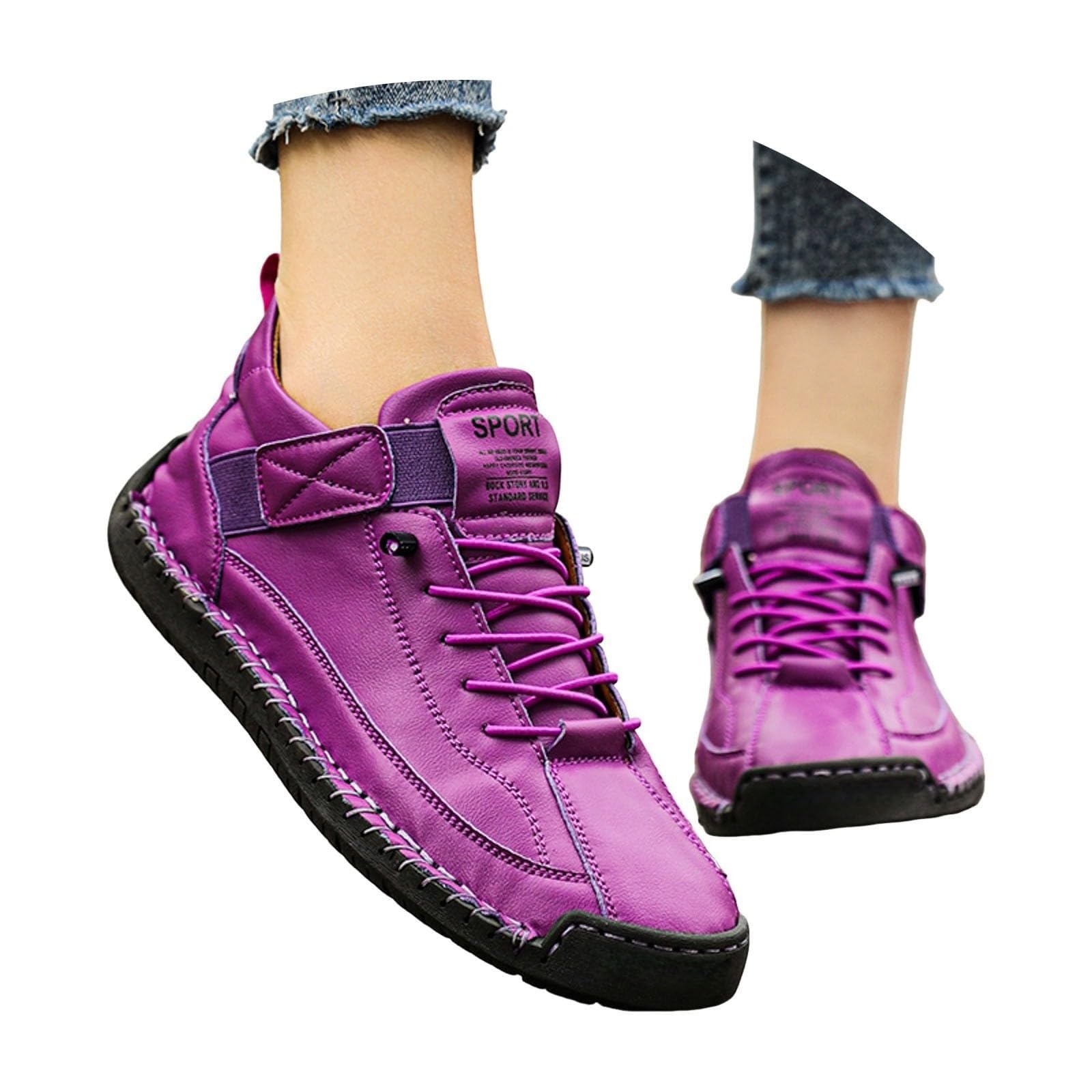 Scarpe da donna a piedi nudi casual slip on scarpe da passeggio vestibilità ampia leggere traspiranti per tutti i giorni calzature da donna grigio, Viola, 39 EU