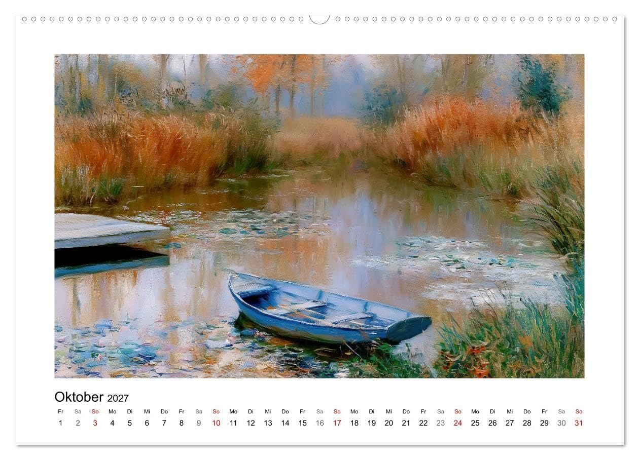 Poesie der Jahreszeiten (hochwertiger Premium Wandkalender 2027 DIN A2 quer), Kunstdruck in Hochglanz: KI-Kunst im impressionistischen Stil (CALVENDO Kunst)