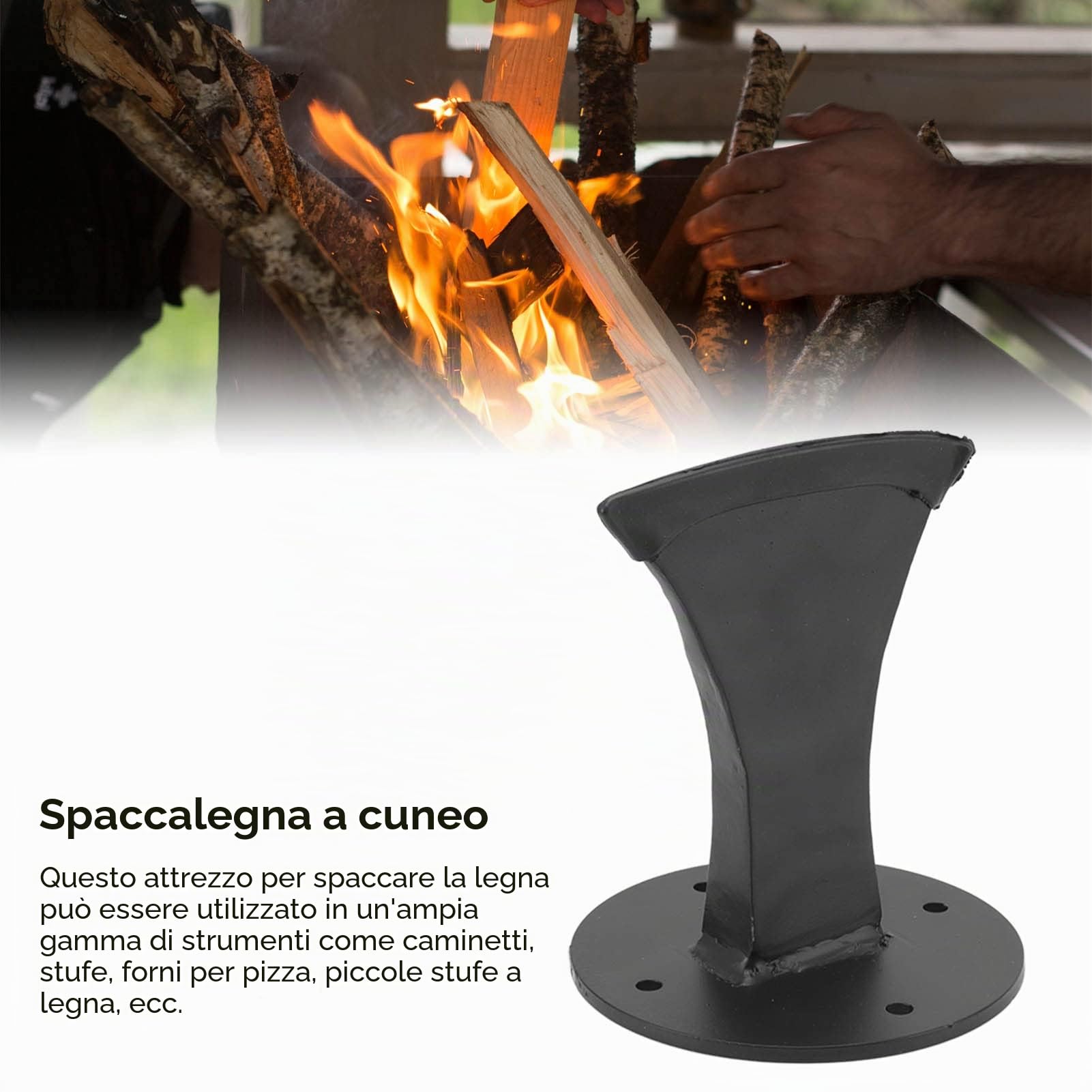 BigKing Spaccalegna Manuale - Cuneo Spaccalegna in Acciaio con Guaina in Silicone, Spaccatrice Veloce Tronchi Heavy Duty Spaccalegna da Ardere per Piccola Stufa a Legna Camino
