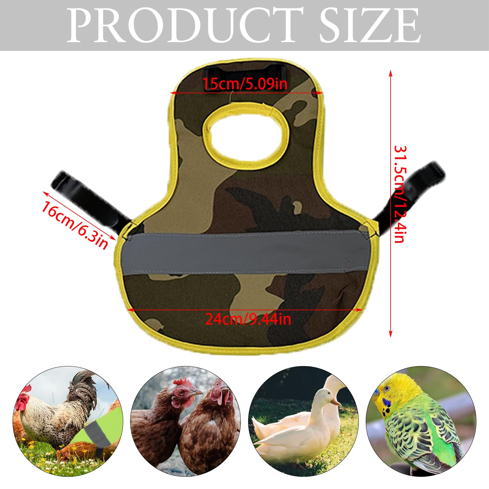 Giocattoli Pollo Sella pet Giubbotto Riflettente, Vestiti di Gilet Riflettente per Animali Domestici, Regolabili, Grembiule da sella Galline, Cinghie Elastich Gallina Costume (mimetico)