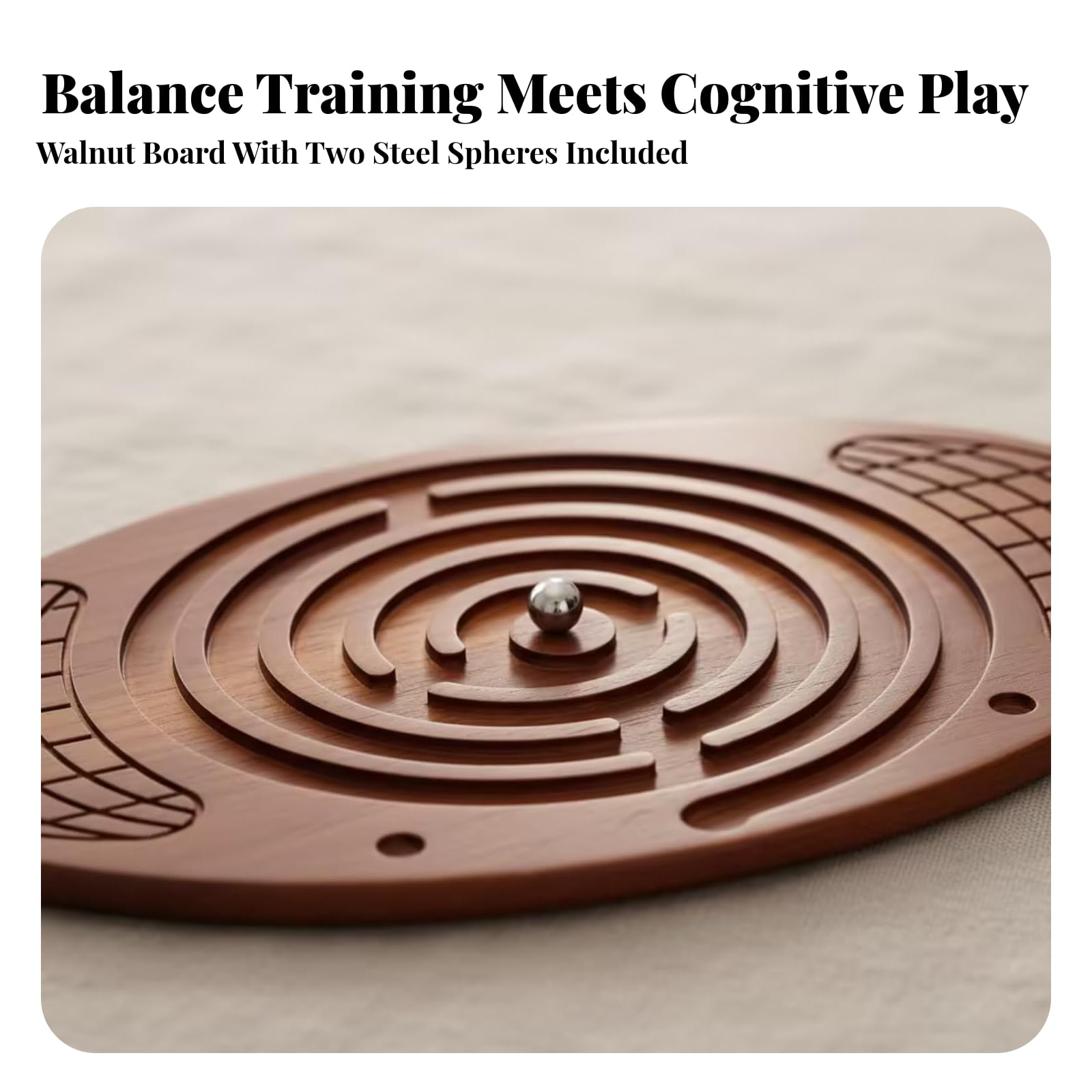 Pedana di Equilibrio Ovale in Legno | Antiscivolo, Interattivo, Tavola Oscillante con Rotazione a 360, per Gioco Attivo, Bambini