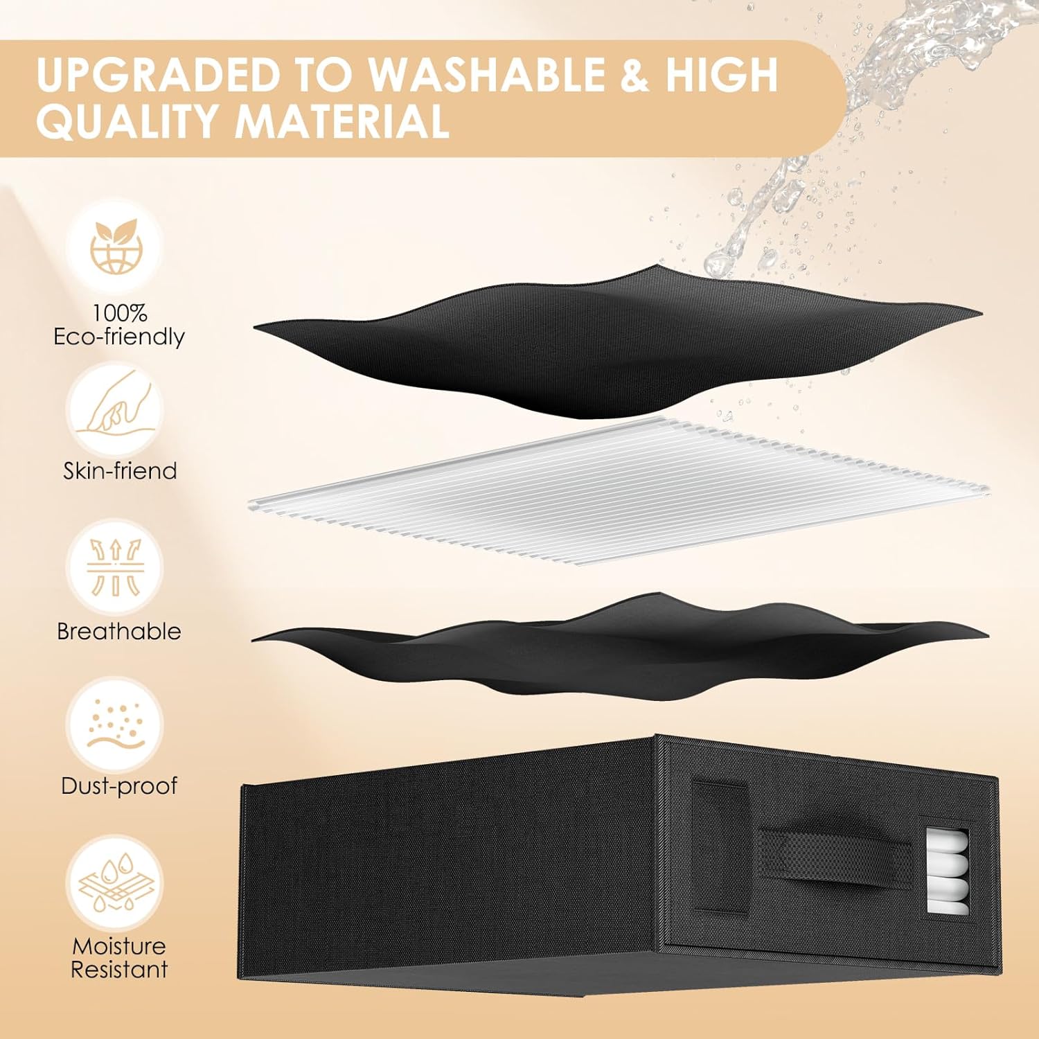 Sheet Organizers and Storage, Foldable Bed Sheet Organizer for Twin/Full/Queen/King Size, Linen Closet Organizers and Storage 4 Pack with Handle Window for Sheet Set Bedding Clothes Blanket