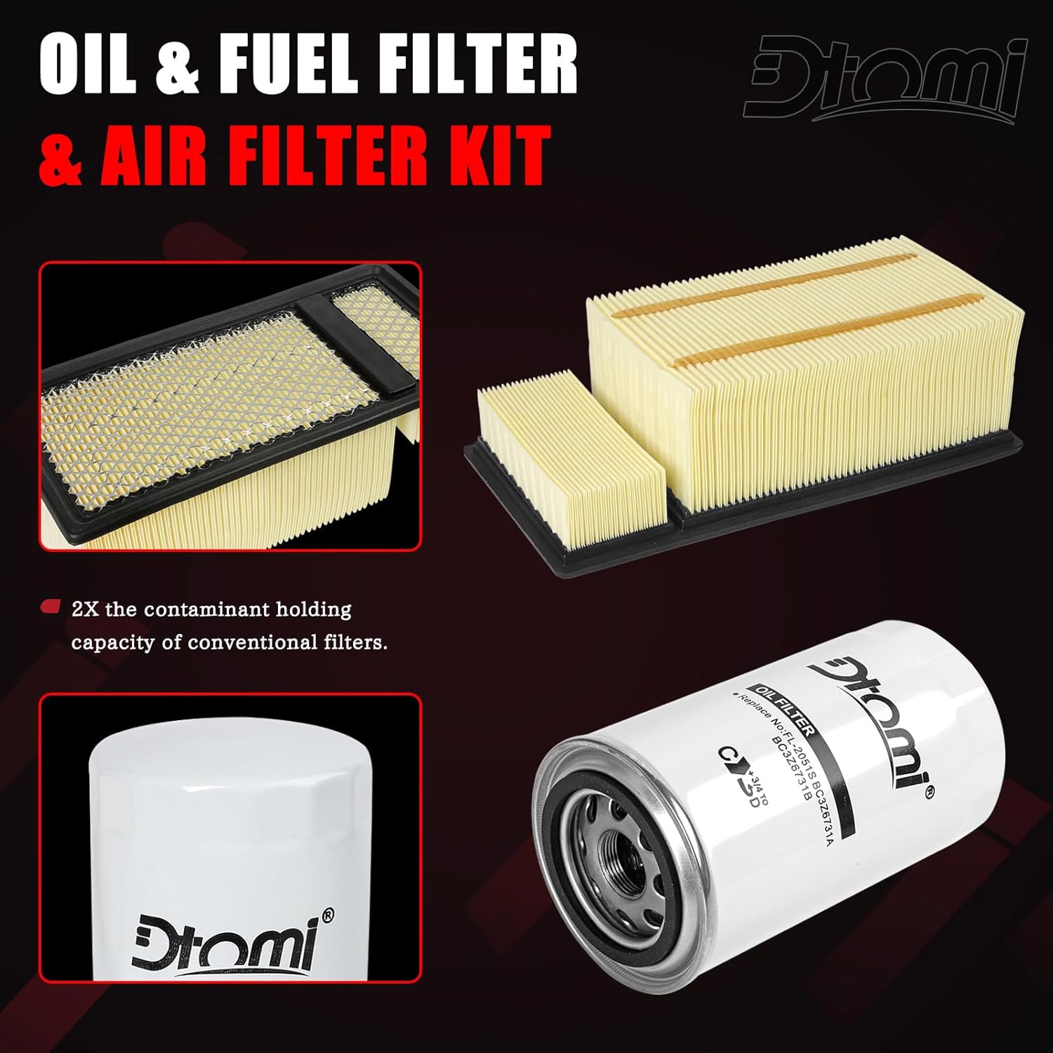 Oil Filter & Fuel Filter & Air Filter kit Compatible With Ford Vehicle 2011-2016 F250 F350 F450 F550 Super Duty, F650 F750 6.7L Powerstroke V8 Diesel Engines Replace# FA1902 FD4615 FL2051S FL2124S