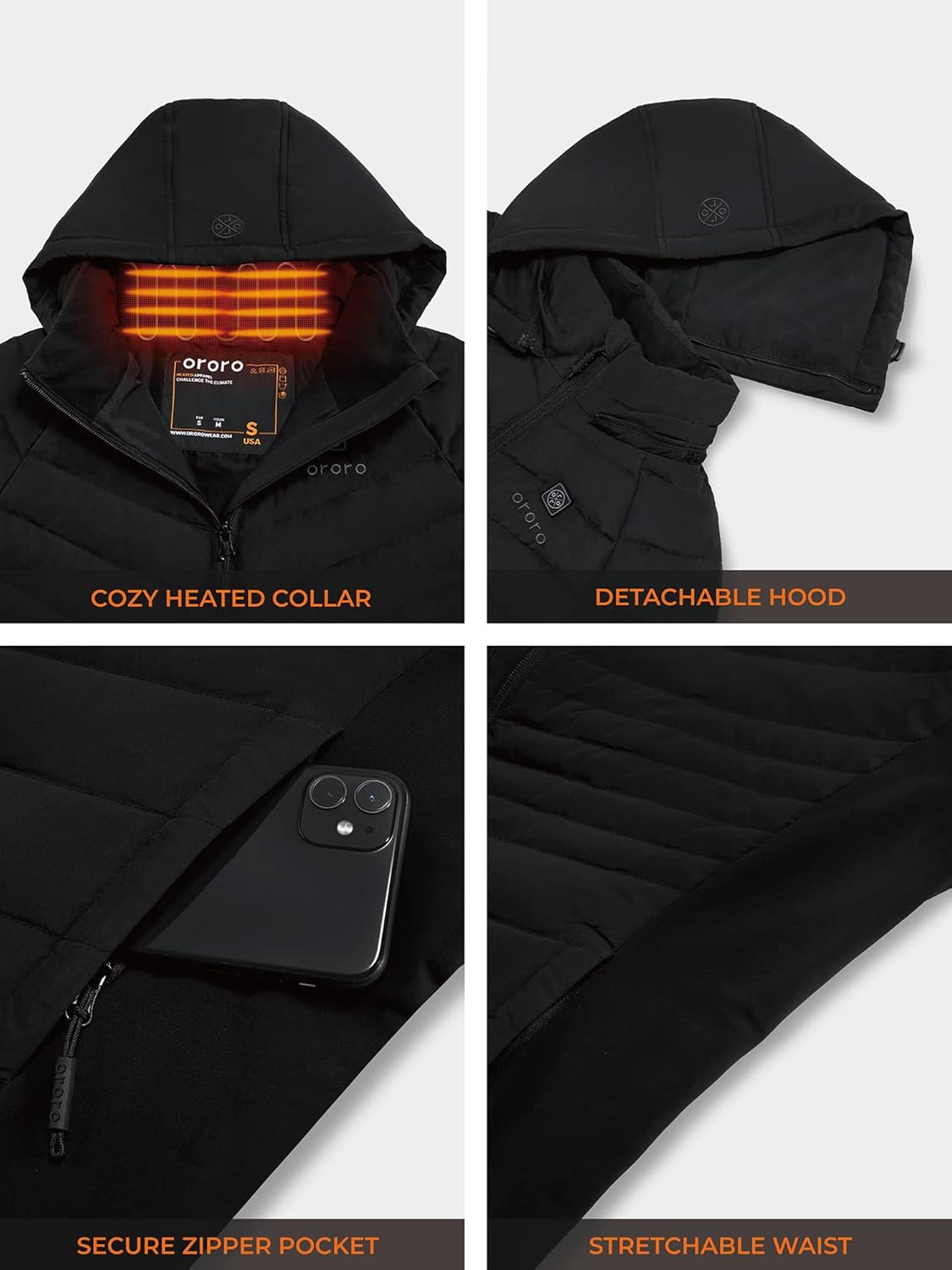 ORORO Women's Heated 800-Fill Down Jacket with USB-C Rechargeable Battery, Lightweight Heated Down Coat - Image 5