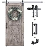 6.6FT Sliding Barn Door Hardware Kit (Include 6.6ft Track Kit & Pull Handle Set & Floor Guide), Smoothly and Quietly, Easy to Install, Fit 36