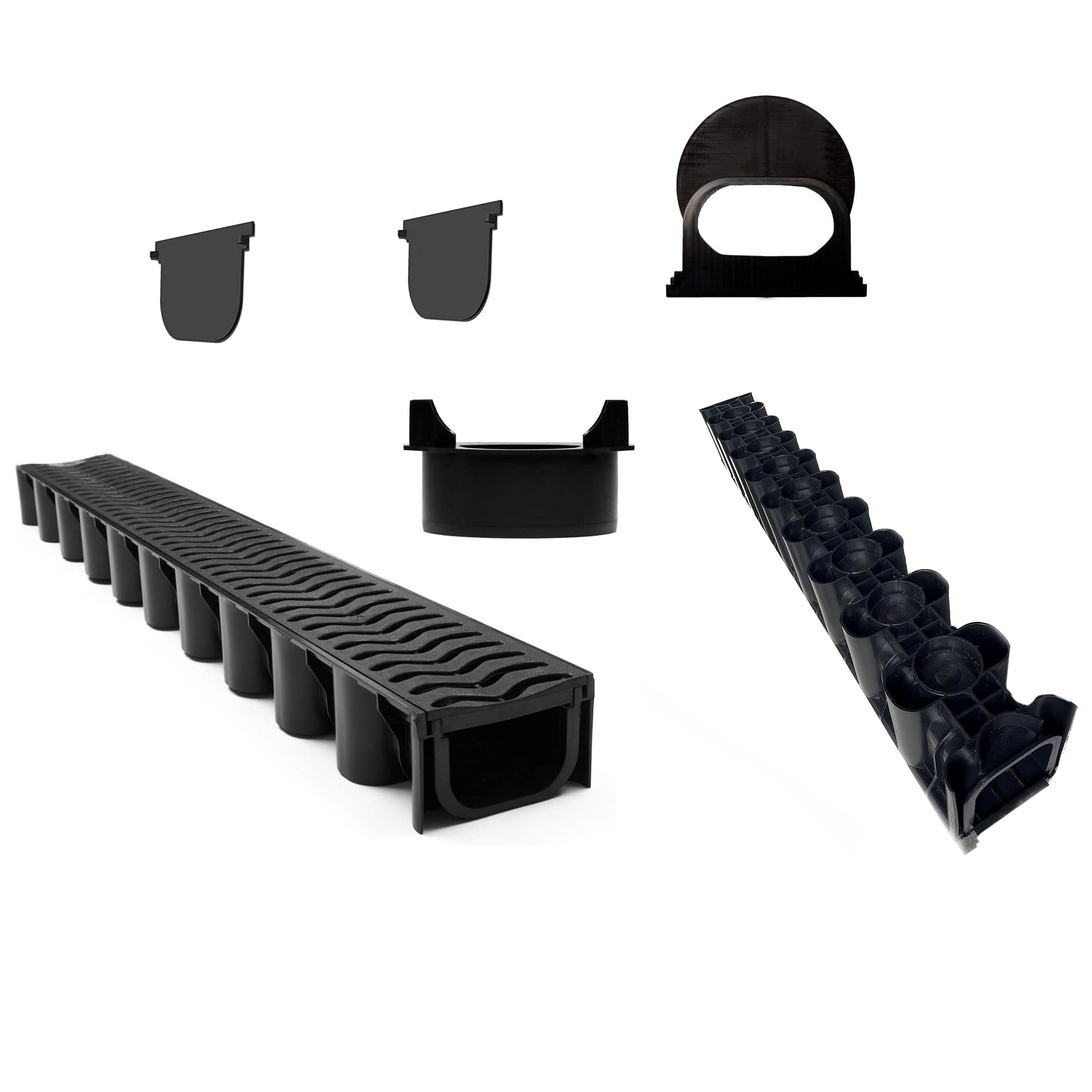 Polydrain Black Heelguard A15 Shallow Flow Channel Drain 1M Heavy Duty Pvc