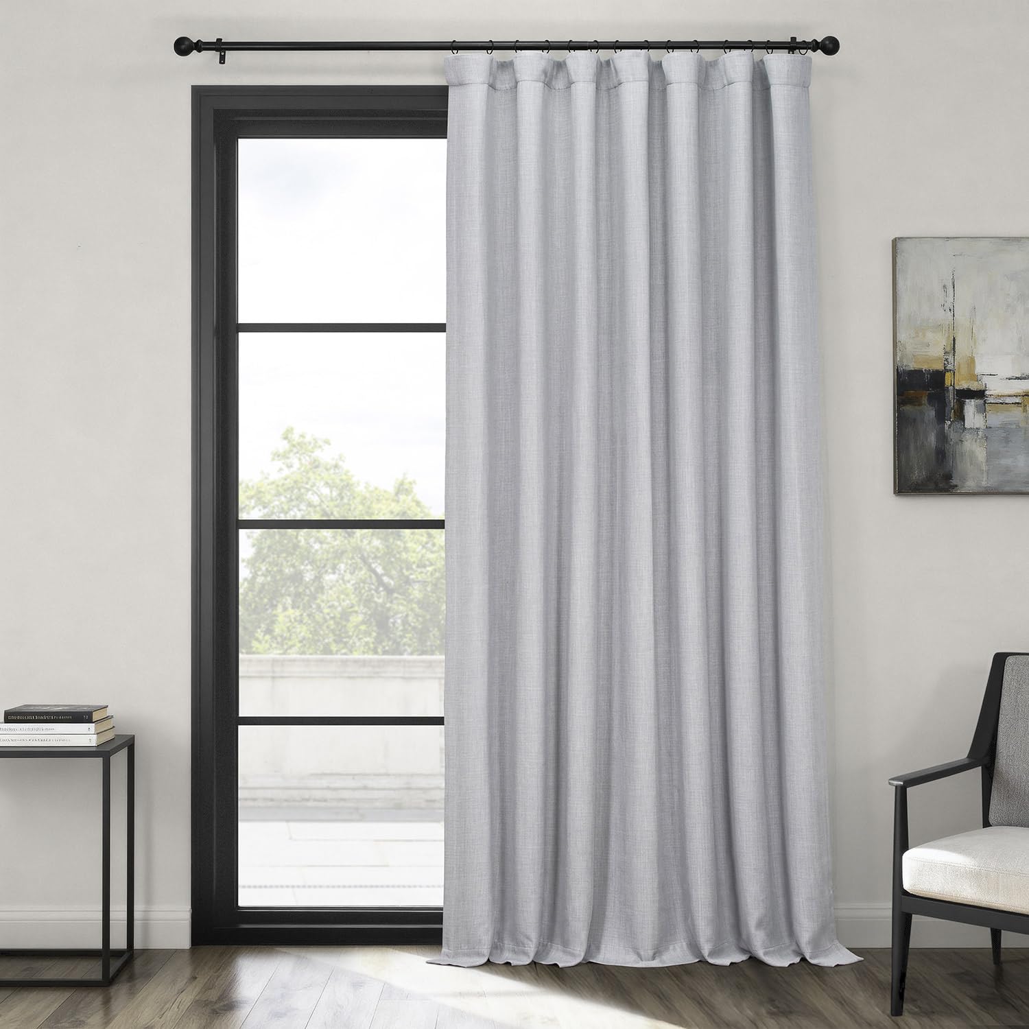 HPD Half Price Drapes - Faux Linen Curtains for Living Room (1 Panel) - 100W X 84L - Extra Wide Textured Room Darkening Curtains for Bedroom 84 Inches