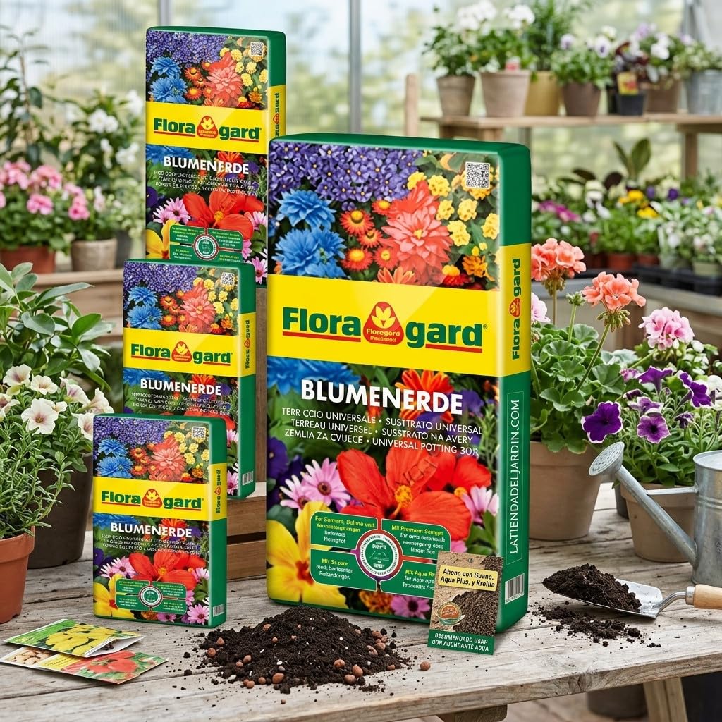 Suinga Sustrato Universal Premium Floragard 70 litros | Sustrato para Césped, Macetas, Plantas y Jardín | Turba para un Crecimiento Saludable