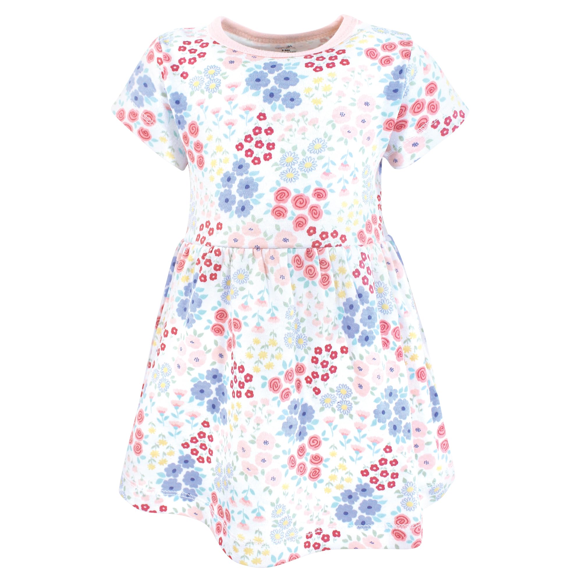 Touched by Nature Baby-Mädchen Girls Organic Cotton Short-Sleeve Dresses, Flower Market, Bio-Baumwolle Kurzarm Kleider Blumenmarkt 4T, 4 Jahre (2er Pack)