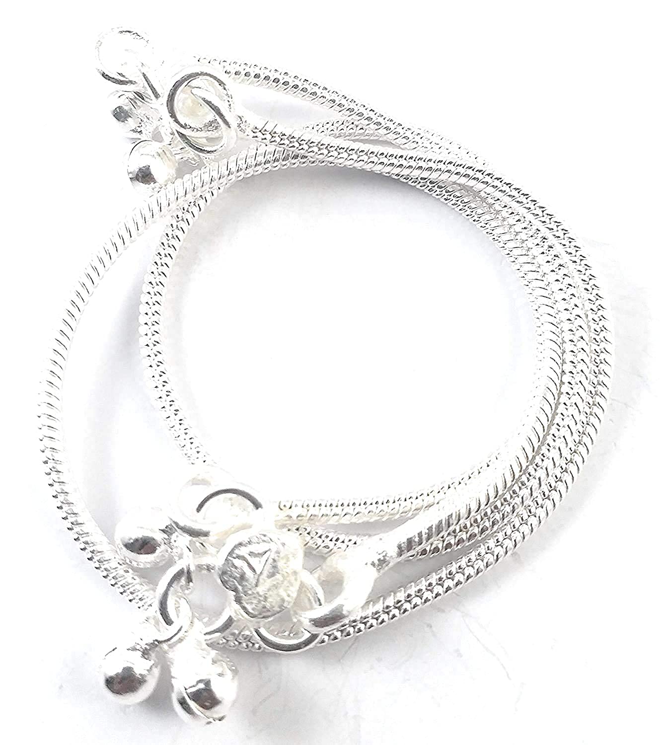 CUTE GOLD Thin Size Brass & Silver Plated Stylish Anklets Kolusu Silver Ghungroo Payal for Women (White) (10.5) (B0BFQRQ56S) Amazon Price History, Amazon Price Tracker