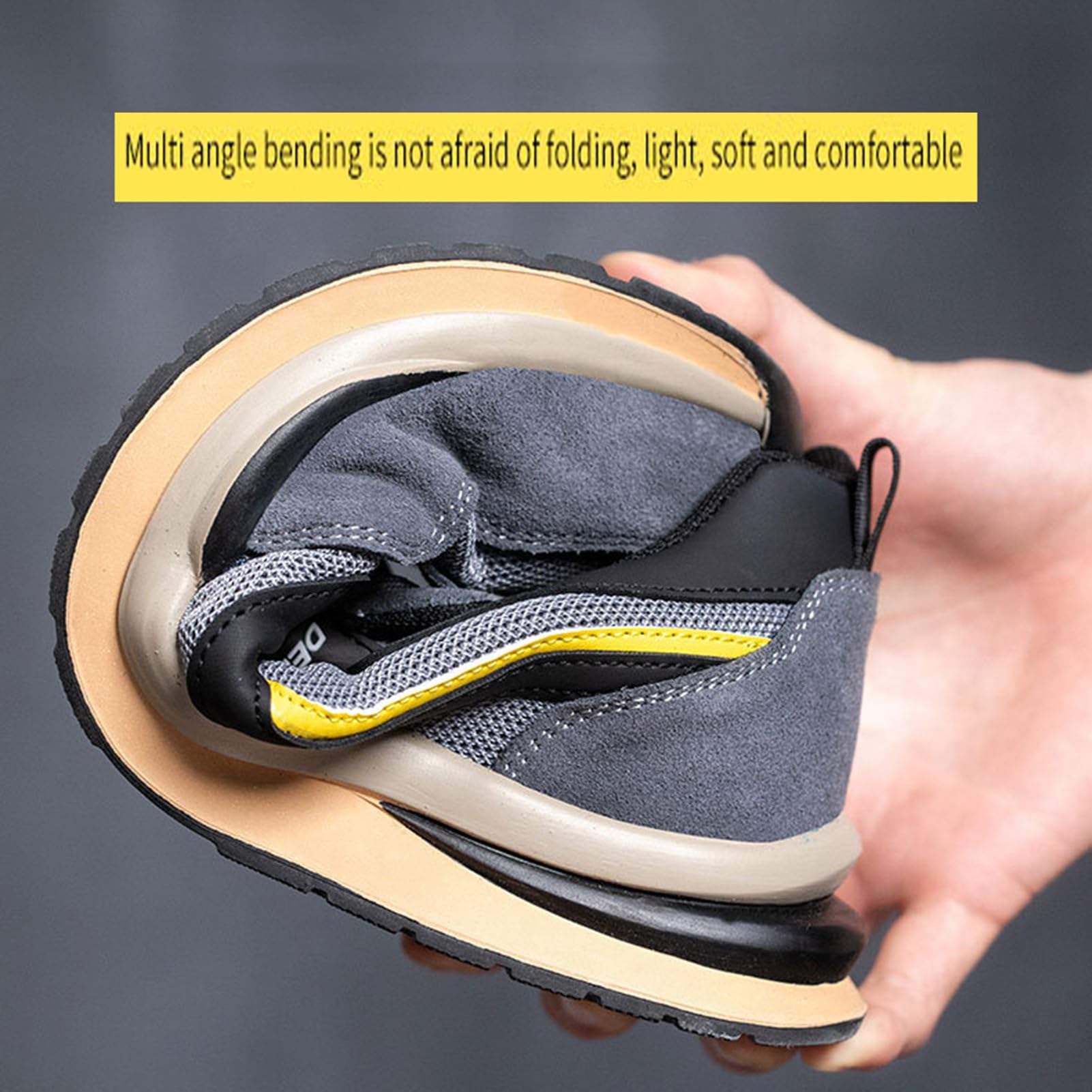 VeiligheidsSchoenen Heren met Stalen Neus Antislip Ademend Lichtgewicht Werkschoenen Koolstofzwart numeric_42