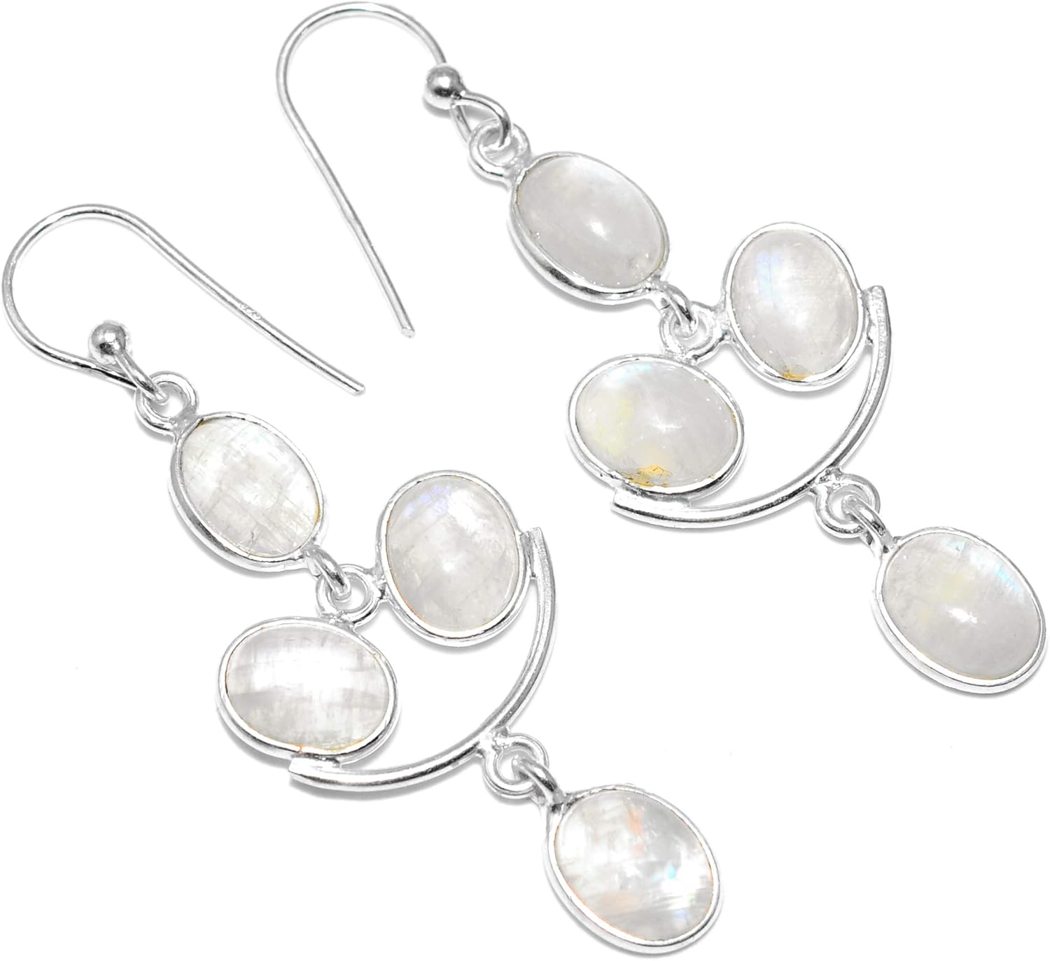 Silver Palace 925 Sterling Silver Natural Gemstone Earrings for Women and Girls