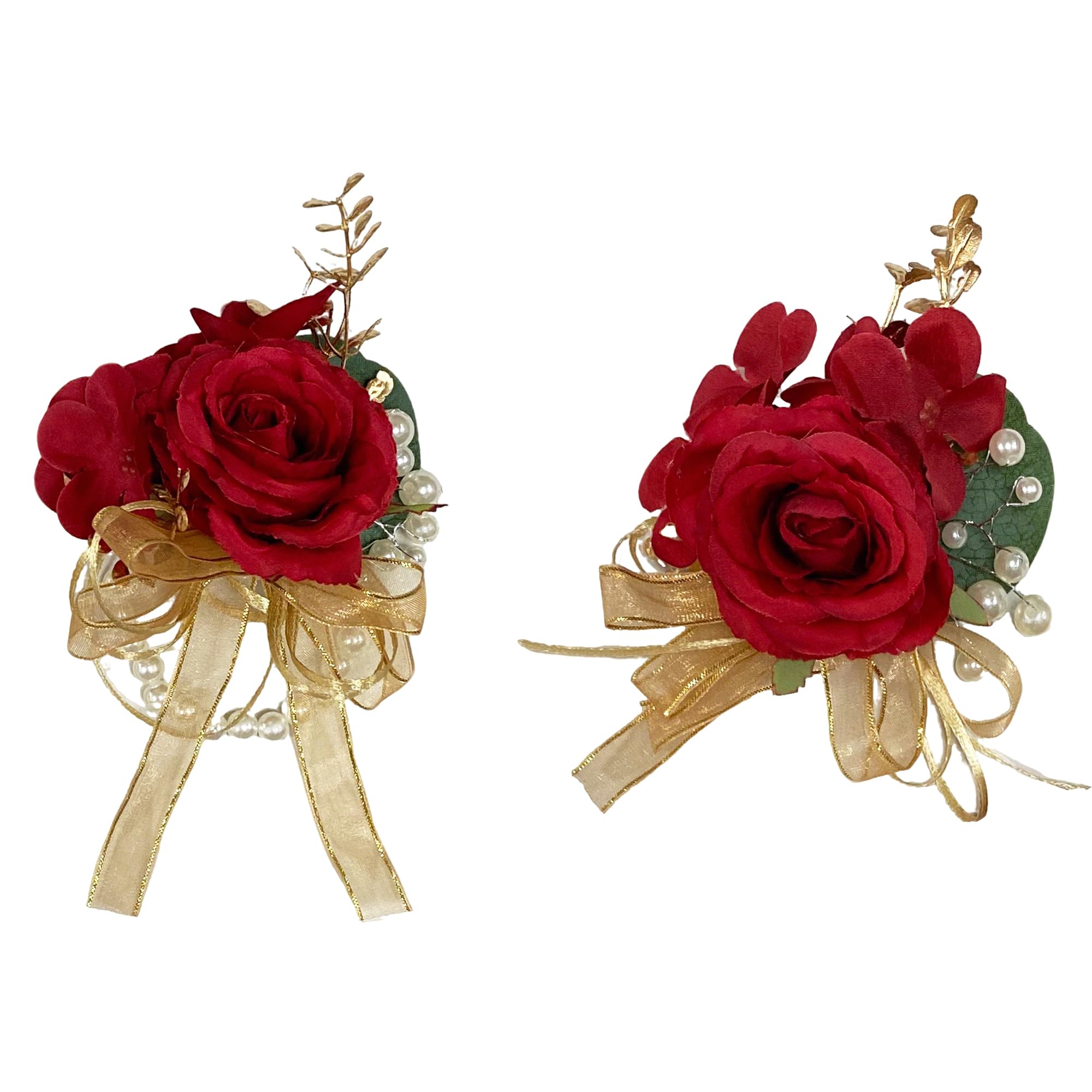 Amazon.com: YOKOKE Gold Corsage and Boutonniere Set for Prom, Rose Gold  Leaves Prom Flowers Wrist Corsage Wristlet and Boutonniere Set for Wedding  Homecoming Dance Decor (Red) : Home & Kitchen