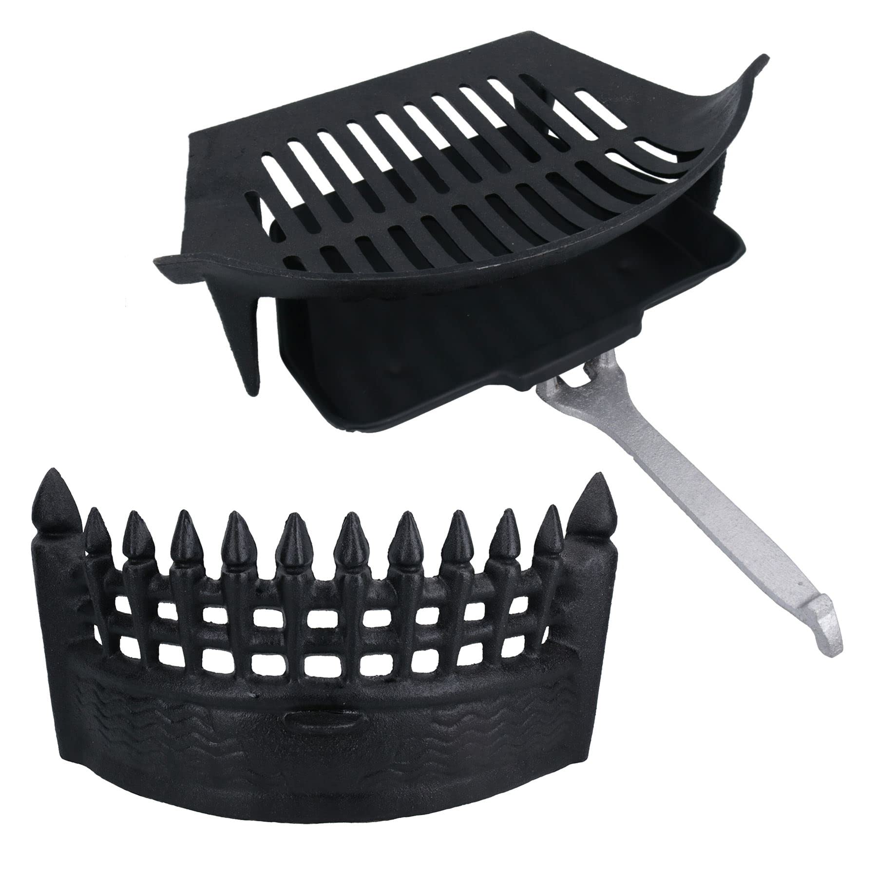 AB Tools Griglia antincendio da 40,6 cm, grata, Ashpan e maniglia per camino in ghisa