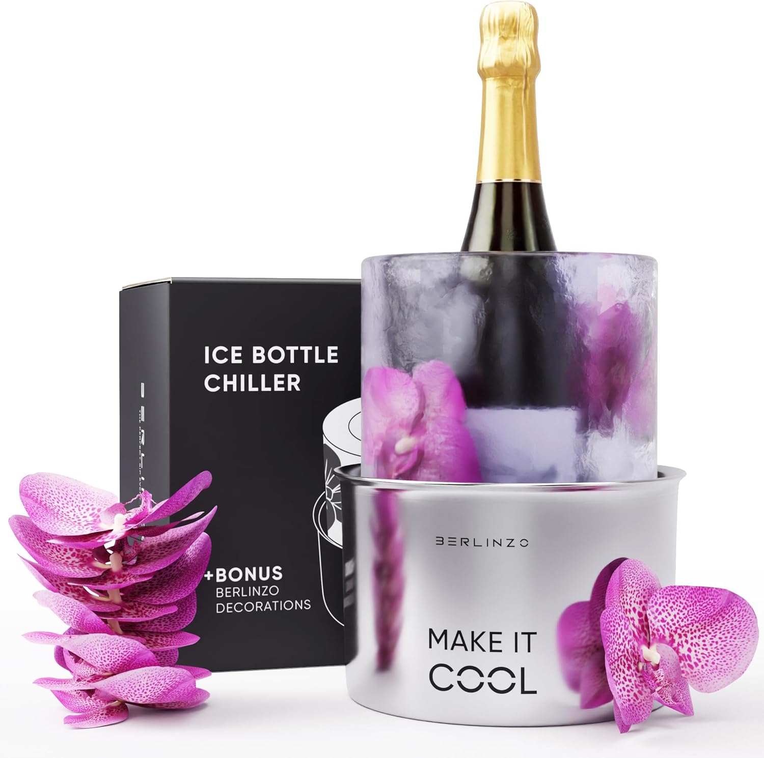 Berlinzo Wine Chiller Ice Mold, Ice Bucket for Wine Champagne Bottle Cooler for Valentine's Day