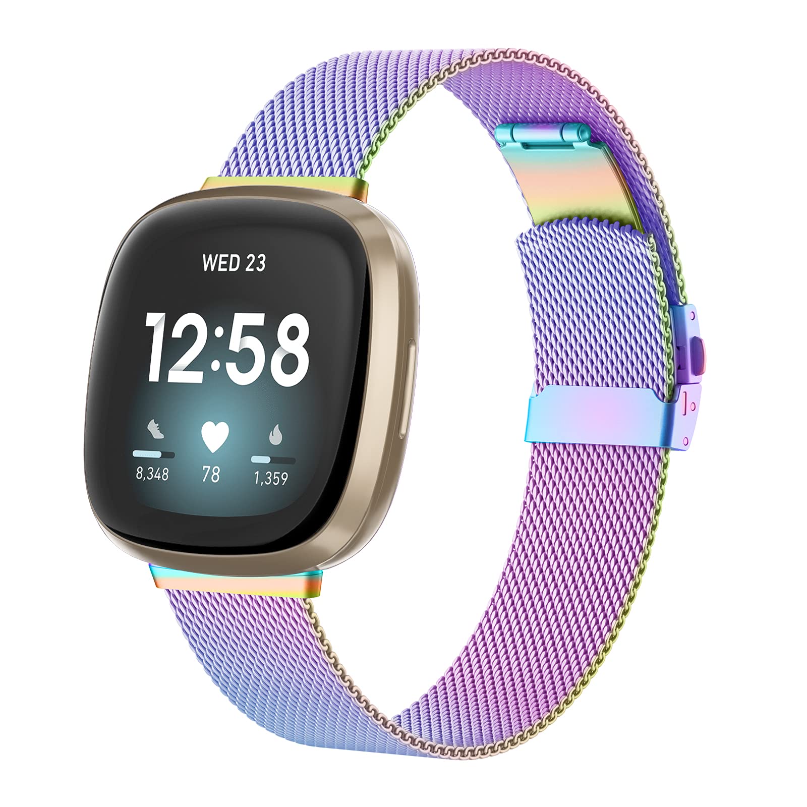 Eyamumo Metal Band for Fitbit Versa 3 / Fitbit Sense, 316L Stainless Steel Metal Band Mesh Replacements for Fitbit Versa 3 / Fitbit Sense, Black