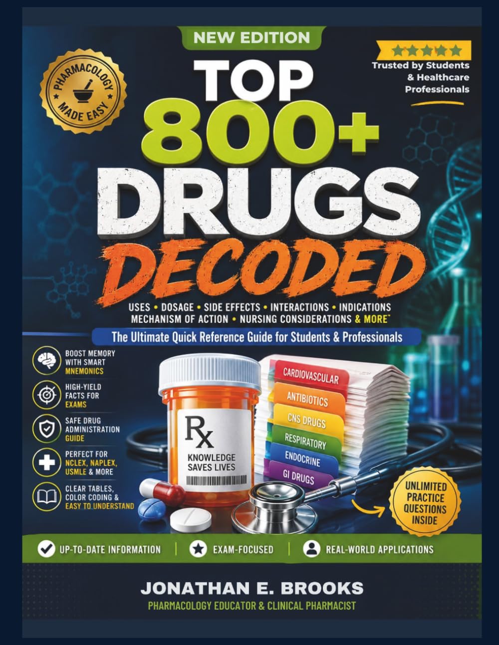 TOP 800+ DRUGS DECODED: The Ultimate Pharmacology Handbook with Drug Uses, Dosages, Side Effects, Drug Interactions, Nursing Considerations & Clinical Pearls for Nursing, Medical & Pharmacy Students