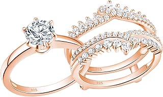 Newshe Jewellery Cz Wedding Rings for Women Engagement Ring Enhancer Band Bridal Set Sterling Silver Size 4-13