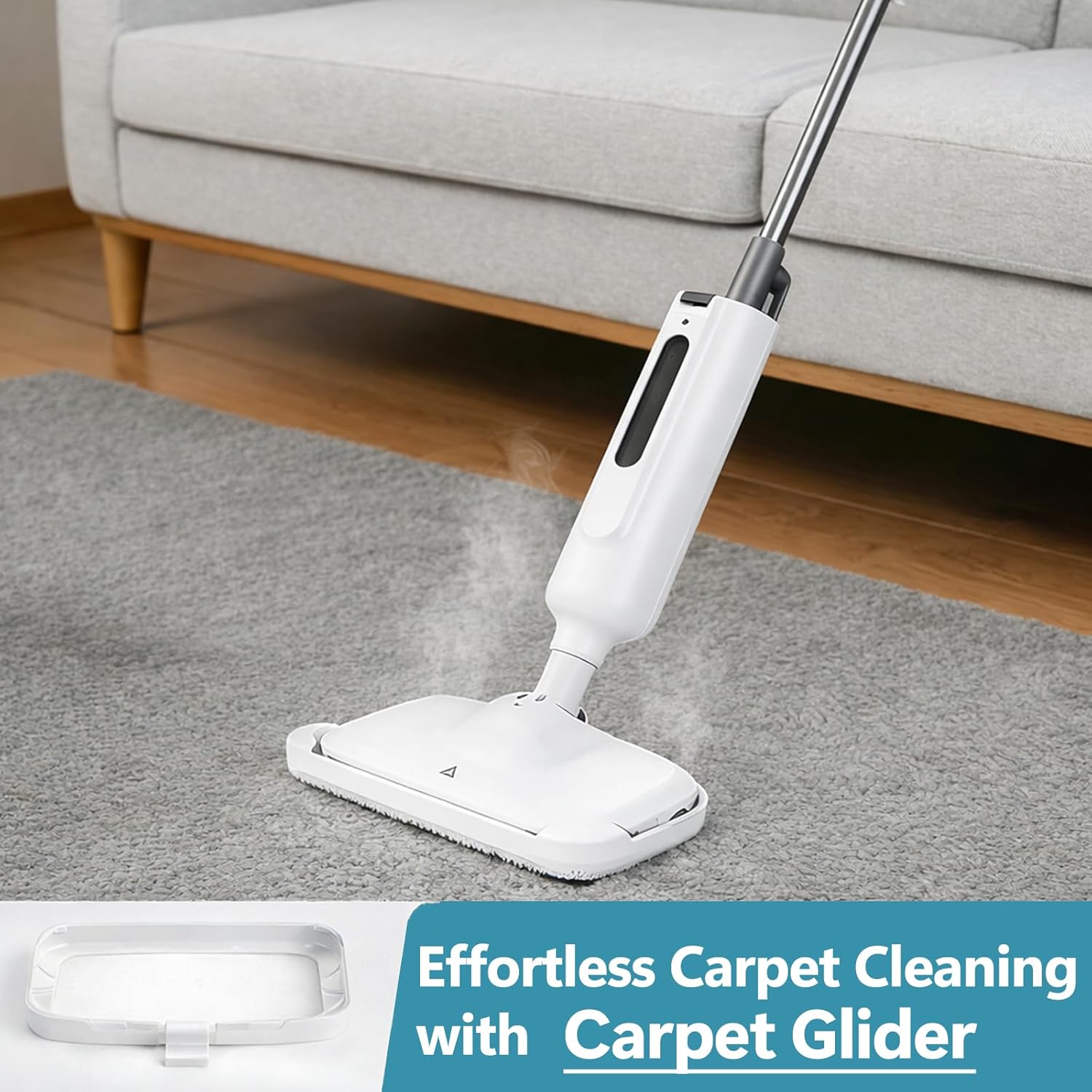 Simple Deluxe Steam Mop for Floor Cleaning, Lightweight Floor Steamer Cleaner Mop - Ideal for Hardwood/Tile/Laminate Floors Carpet, 2 Washable Pad, White and Gray