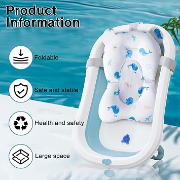 Universal Baby Bath Pillow, Baby Bath Mat, Baby Bath Mat, Bath Seat Network, Adjustable Seat Support, Baby Bath Mat, for Baby 0-3 Years (B)