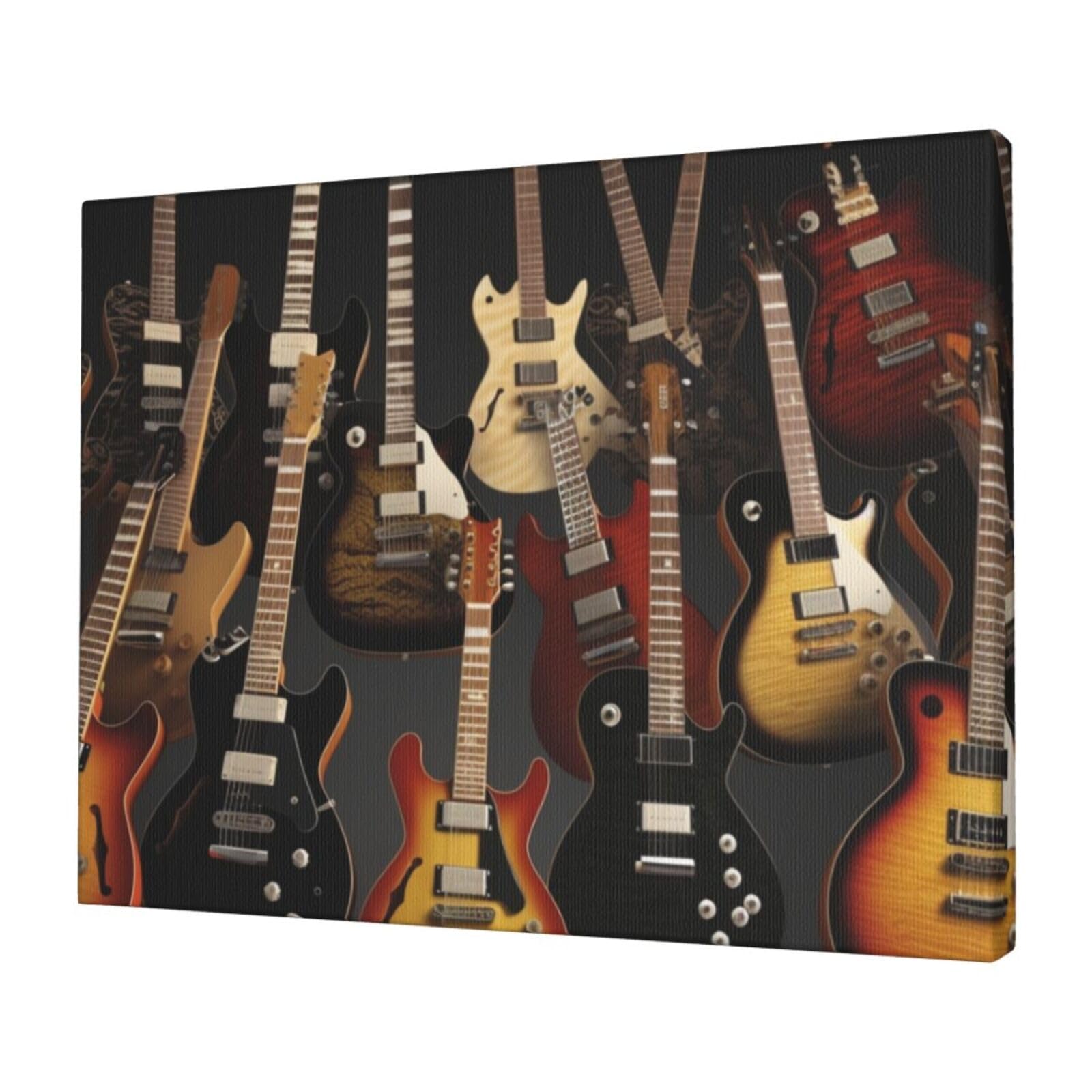 FodPand Canvas Wall Art for Living Room Wall Decor 12"x16" Modern Artwork Painting Pictures Hanging Canvas Prints Guitars Aesthetic Wall Art for Bedroom Bathroom Office Wallart Decor