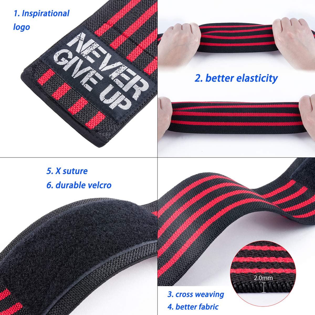 Coderas elásticas profesionales para coderas, soporte de compresión para culturismo, entrenamiento, levantamiento de potencia, gimnasio, hombres (cuatro rayas, rojo)