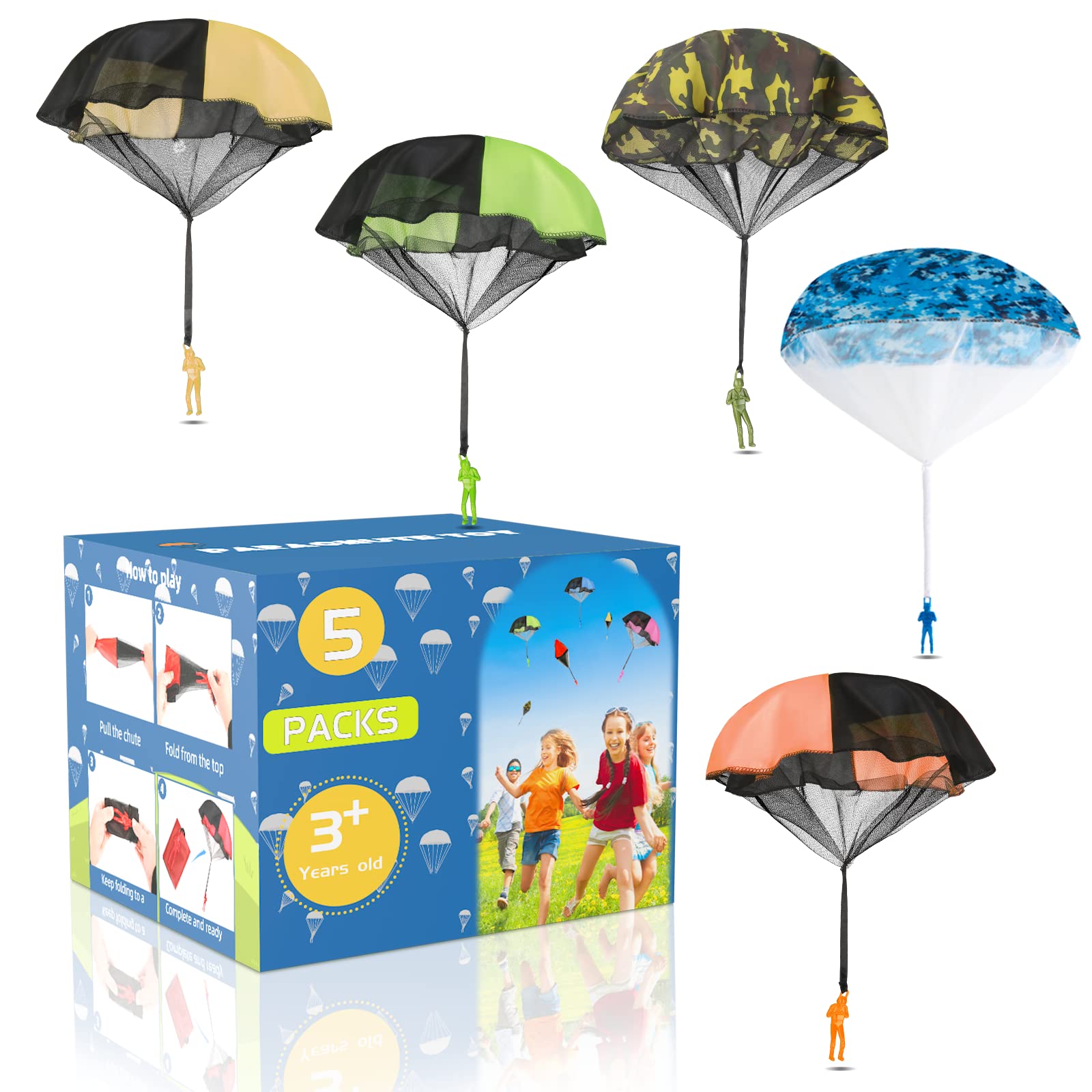 SpectabilisArmy Parachute Toy for Kids Outdoor Toys, Tangle Free Figures Flying Toy for Kids Ages 4-8 and Up Boys Party Favors Paratrooper Easter Egg Bastet Stuffer for Boy