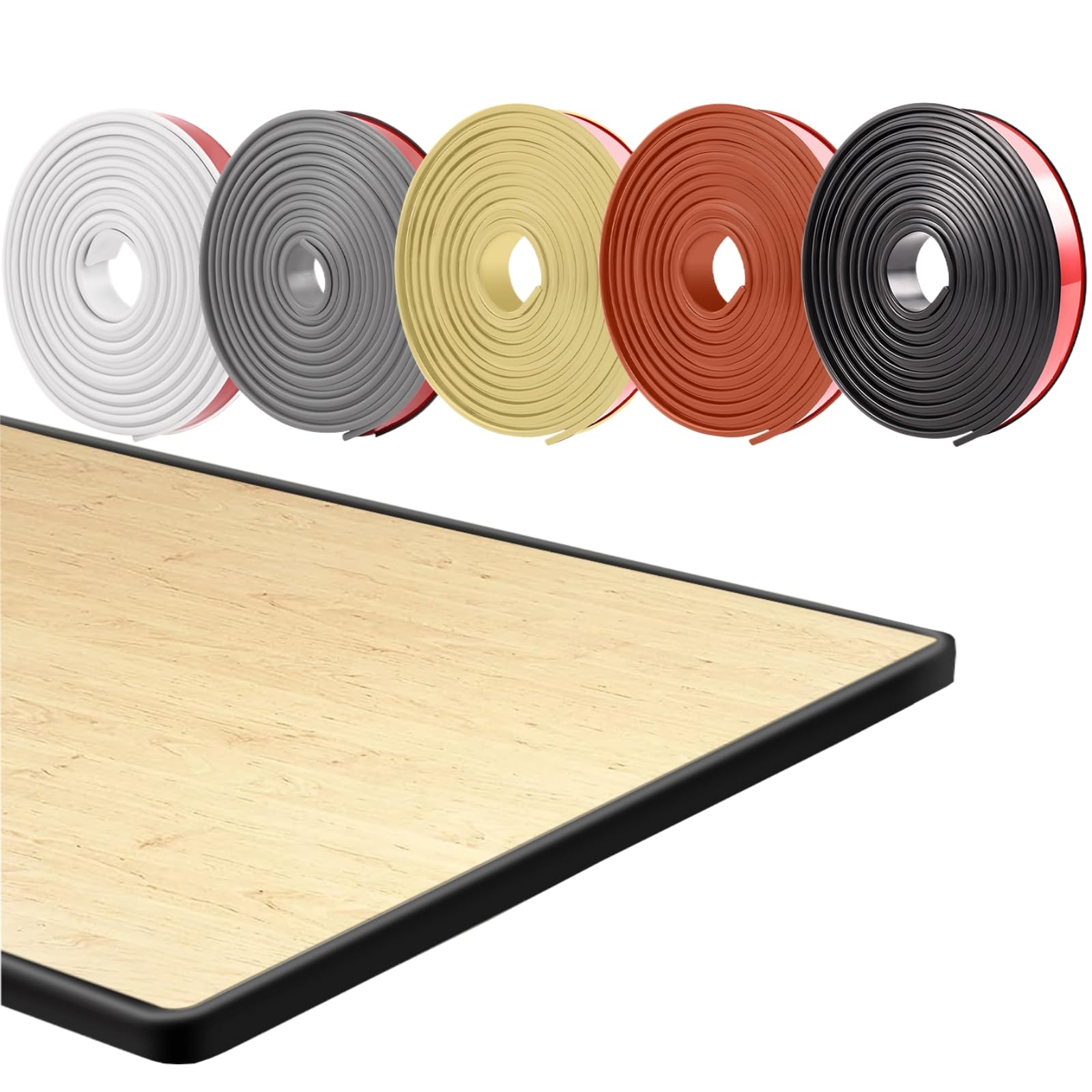 RONSEN U-Förmig Kantenumleimer selbstklebend, 3 Meter TPE Möbelkantenband für Tischkantenschutz, Schrankreparatur, Möbelrestaurierung und Renovierung (Schwarz, 3m*18mm)