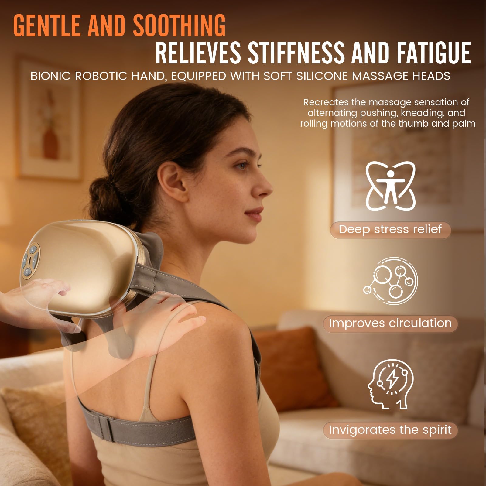 Massaggiatore Cervicale Senza Fili con Calore, Massaggiatore Shiatsu 6D per Collo e Spalle, 5 Modalità 4 Livelli, 2 Livelli di Calore, Telecomando, Massaggiatore Elettrico per Casa Ufficio Viaggio
