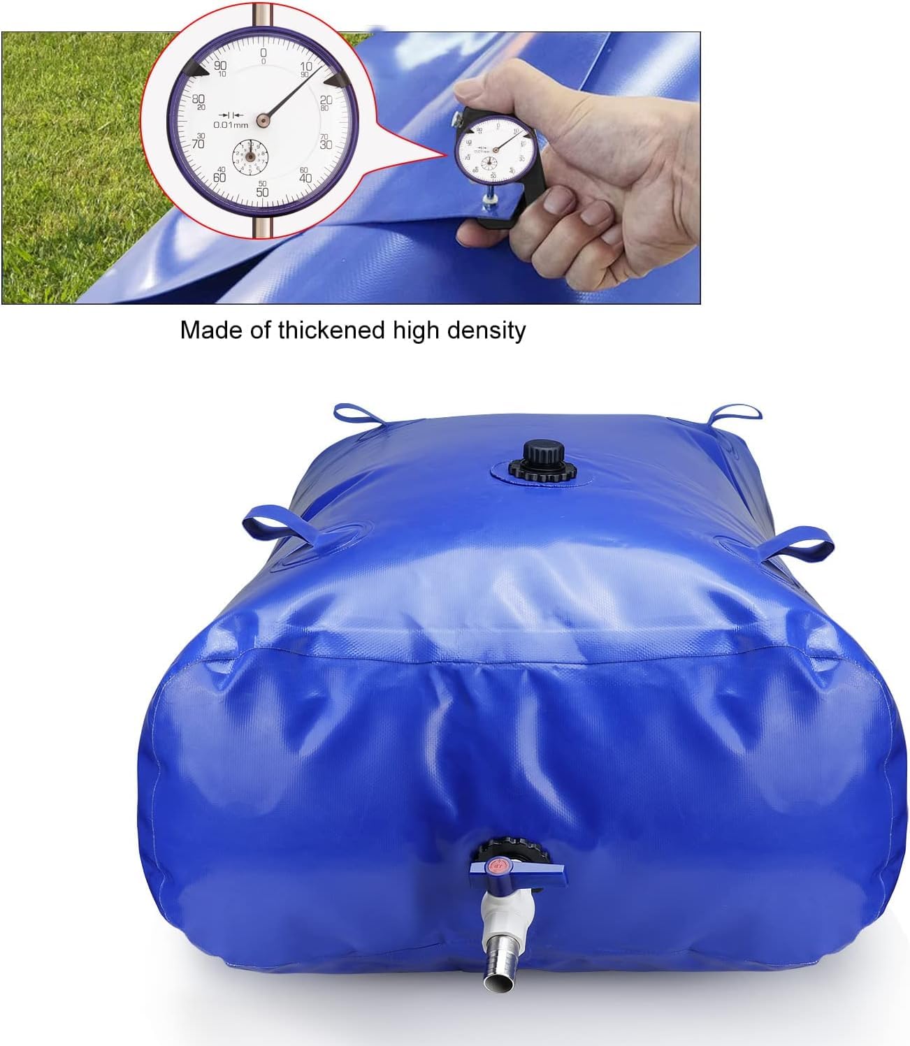 drado Wasserbehälter Tragbar 1000L Wassersack/Wasserspeicher Mit PVC Kugelhahn, Verdickt Faltbar, Anwendbar auf Flüssige Lagerung und Transport Garten Landwirtschaftlichen Notfall