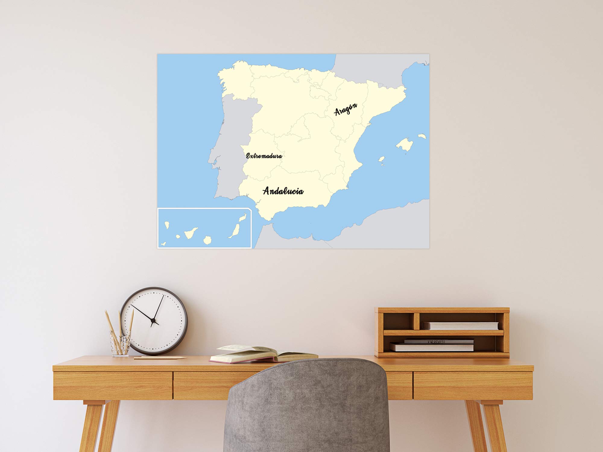 Oedim Decoración Pared Vinilo Adhesivo Pizarra Vinilo Laminado Brillo Tipo Veleda Mapa España | 70 x 50 cm | Vinilo Ecológico | Protección, Decoración Pared Cocina |