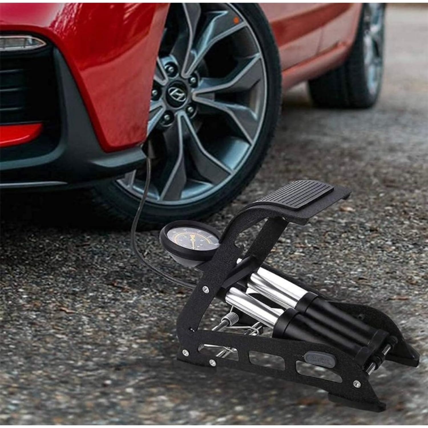 Your Impex Durable and Reliable 160 PSI Double Cylinder Portable Foot Pump Air Tyre Inflator with Pressure Gauge for Car, Bicycle, Bike, Motorcycle, Balls, Air Mattress Inflators 2