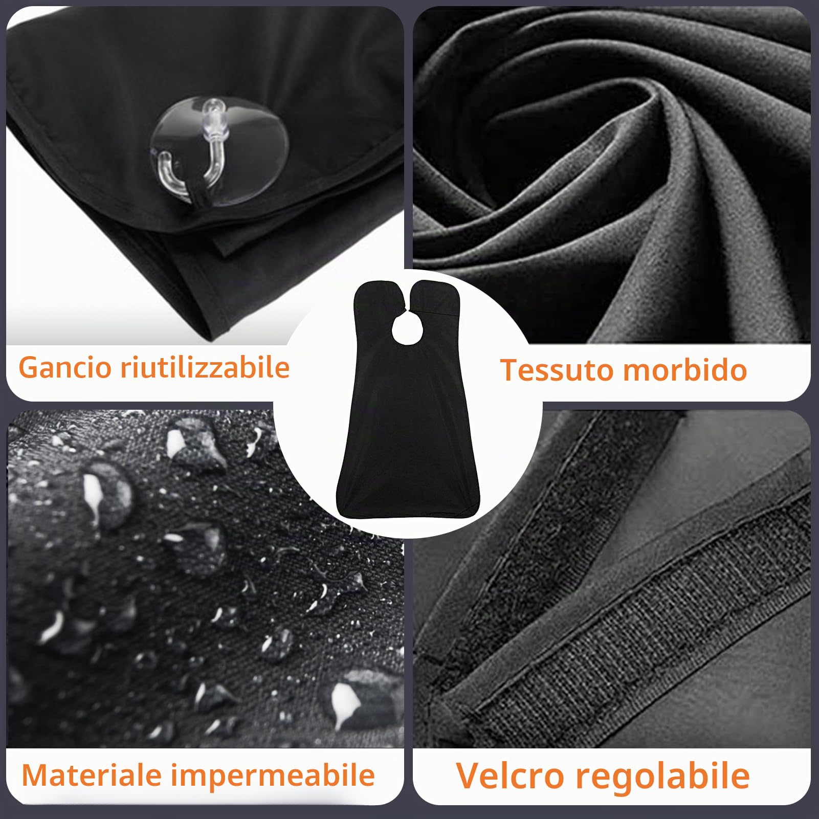 Leaflai Grembiule da Barba, Impermeabile Telo per Barba, Cattura Barba e Capelli, Antiaderente, Con 3 Ventose, Regalo per Uomini