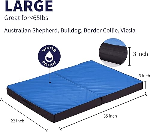 Miniatura 5 de Cama para perros grandes, impermeable y portátil con funda lavable, cama ortopédica plegable y refrescante para uso en exteriores e interiores, 35