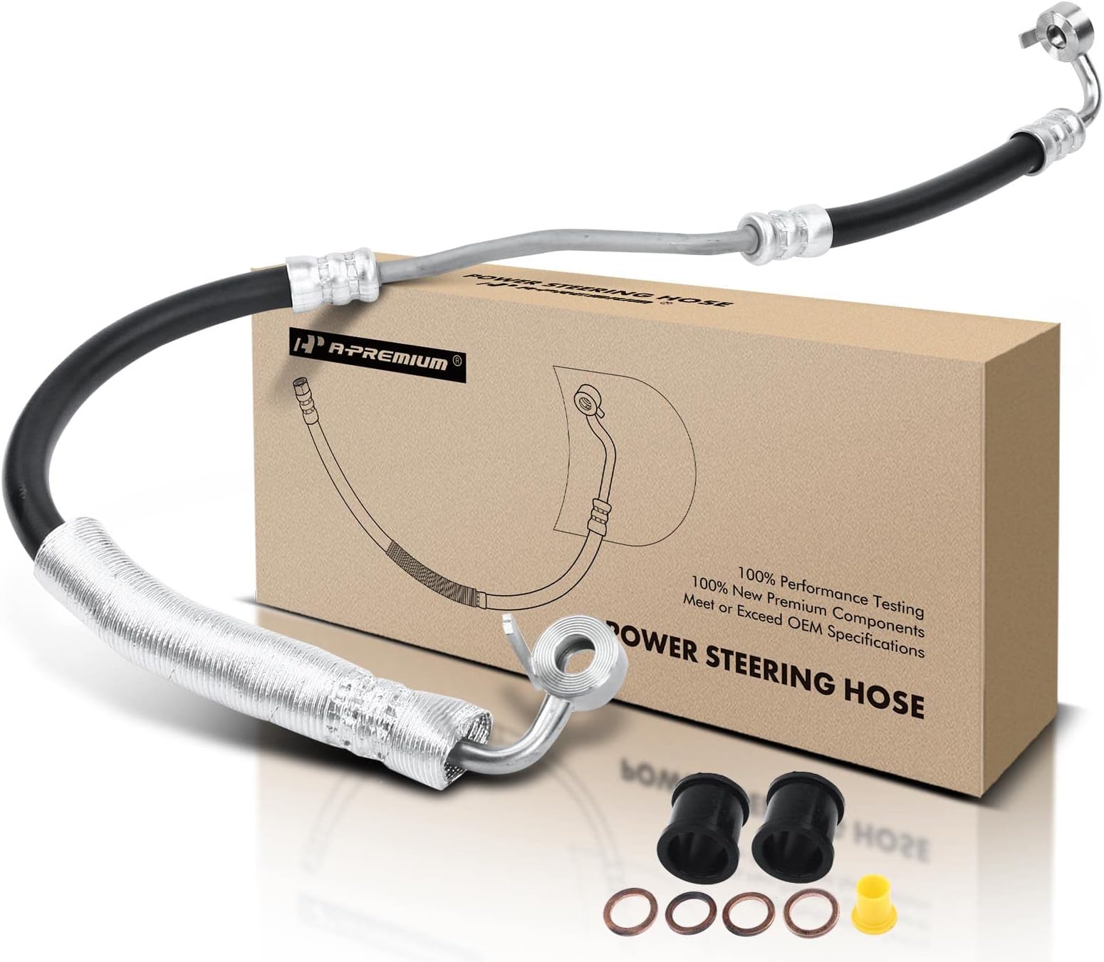 A-Premium Power Steering Pressure Line Hose Assembly Compatible with Mazda CX9 2007-2015, 3.5L 3.7L, with Aluminum Foil Sheath, Pump to Rack/Gear