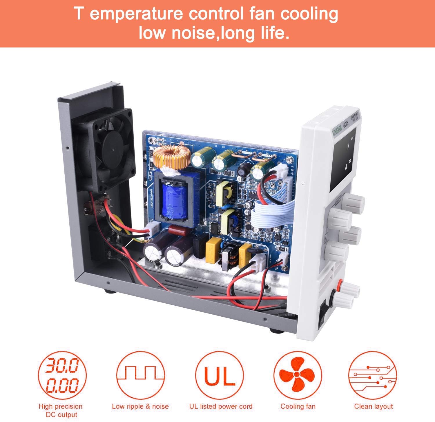 UNIROI DC Power Supply Variable(0-30 V 0-5 A),Adjustable Switching Regulated Power Supply Digital,3-Digit Alligator Leads Input Power Cord (UC305) : Everything Else