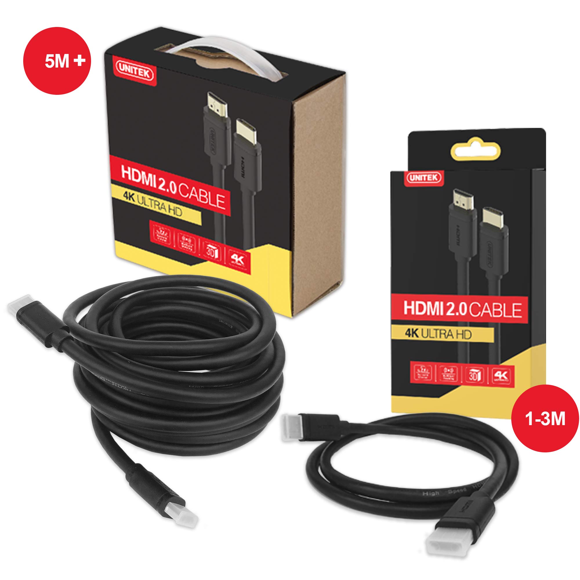 UNITEK BASIC kabel HDMI / 2 metry, czarny/licencja HDMI/Full HD, 2K, 4K, 3D i inne/Ethernet idealny do PlayStation, Xbox, TV, PC/Y-C138M