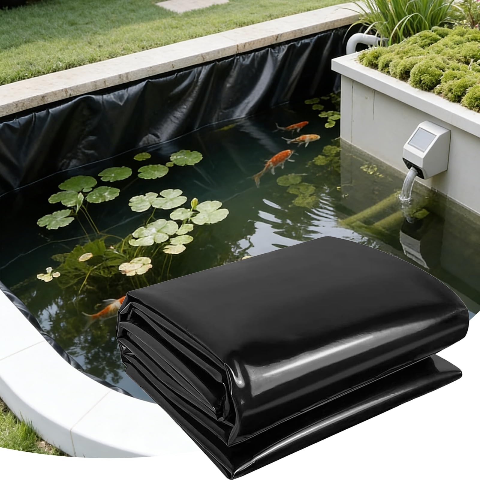 Bâche de bassin anti-fuite : doublure étanche noire 7x12m pour sécuriser votre bassin de jardin