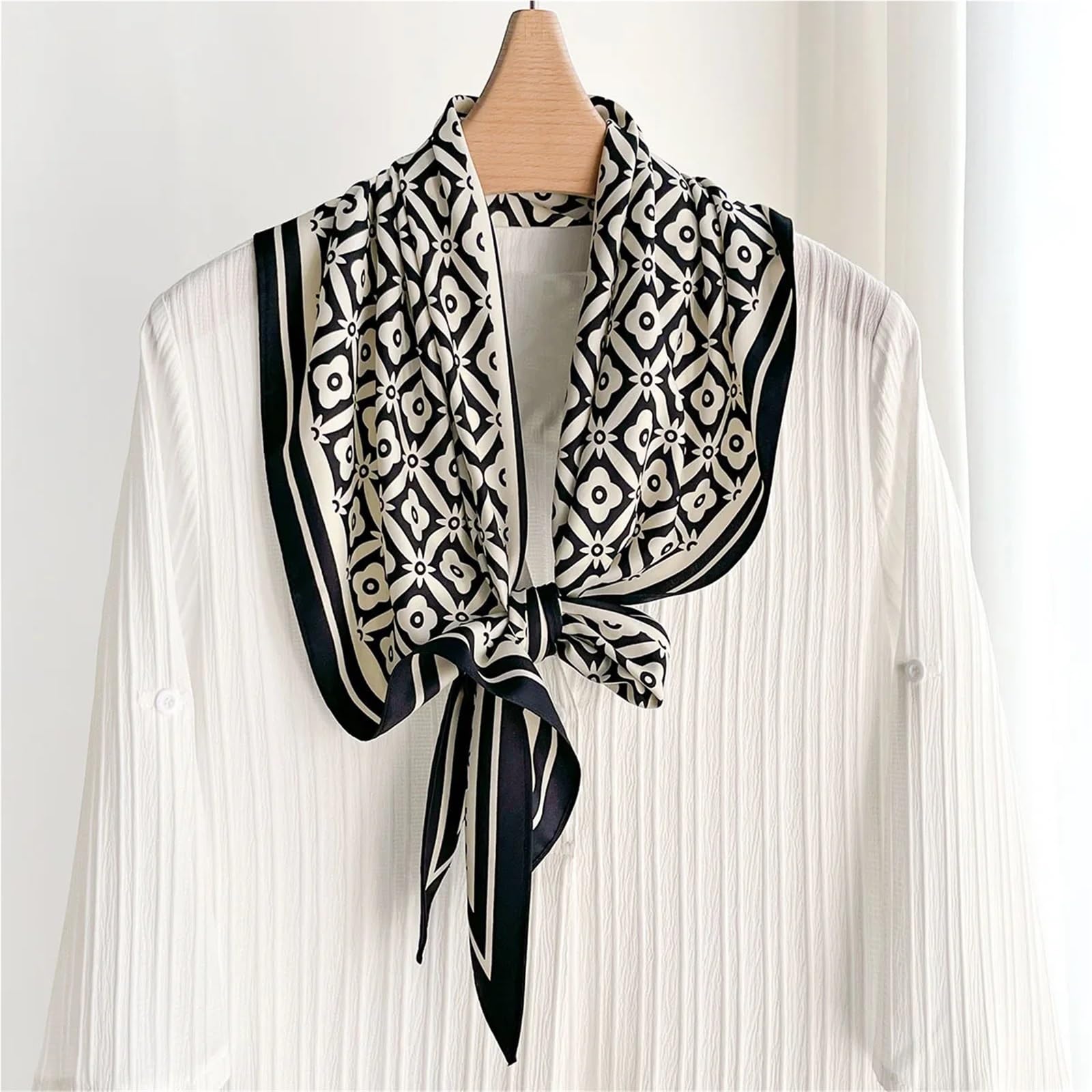 Bufandas, Bufanda Fina con Estampado de Primavera/Verano for Mujer, Transpirable, Seda sintética, for el Cuello(White)