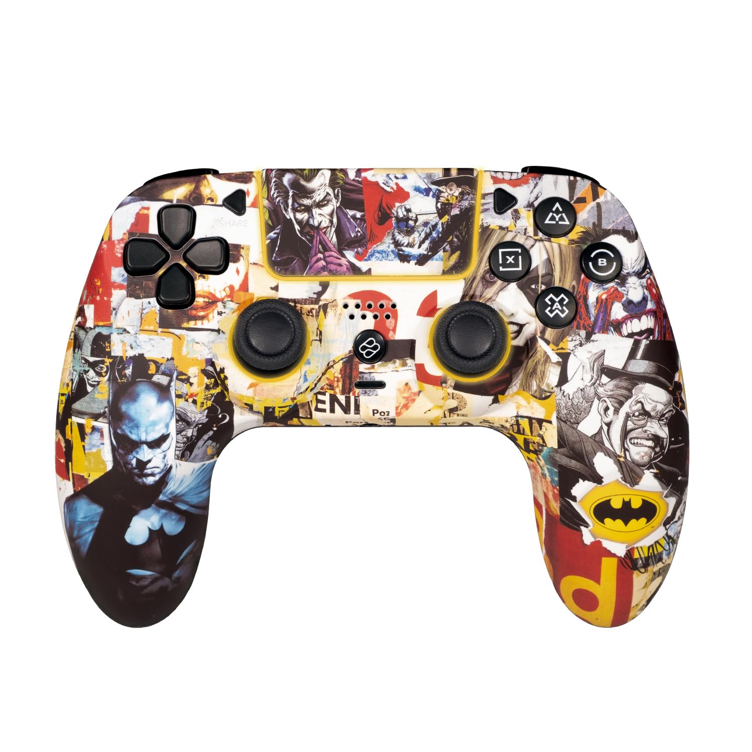 FRTEC – Mando Inalámbrico con Luz LED RGB Compatible con PC y PS4, Gamepad Bluetooth, Batería 950mAh, 10 horas de autonomía (Batman)
