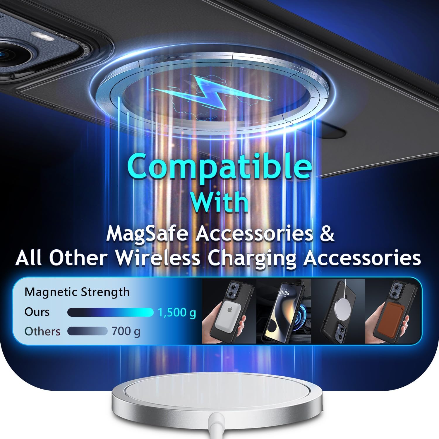 YZB Magnetic for Motorola Edge-2024 Case, Black | Compatible with MagSafe, Translucent Matte Scratch-Resistant Back, Military-Grade Protection Shockproof Slim Phone Cover - Image 4