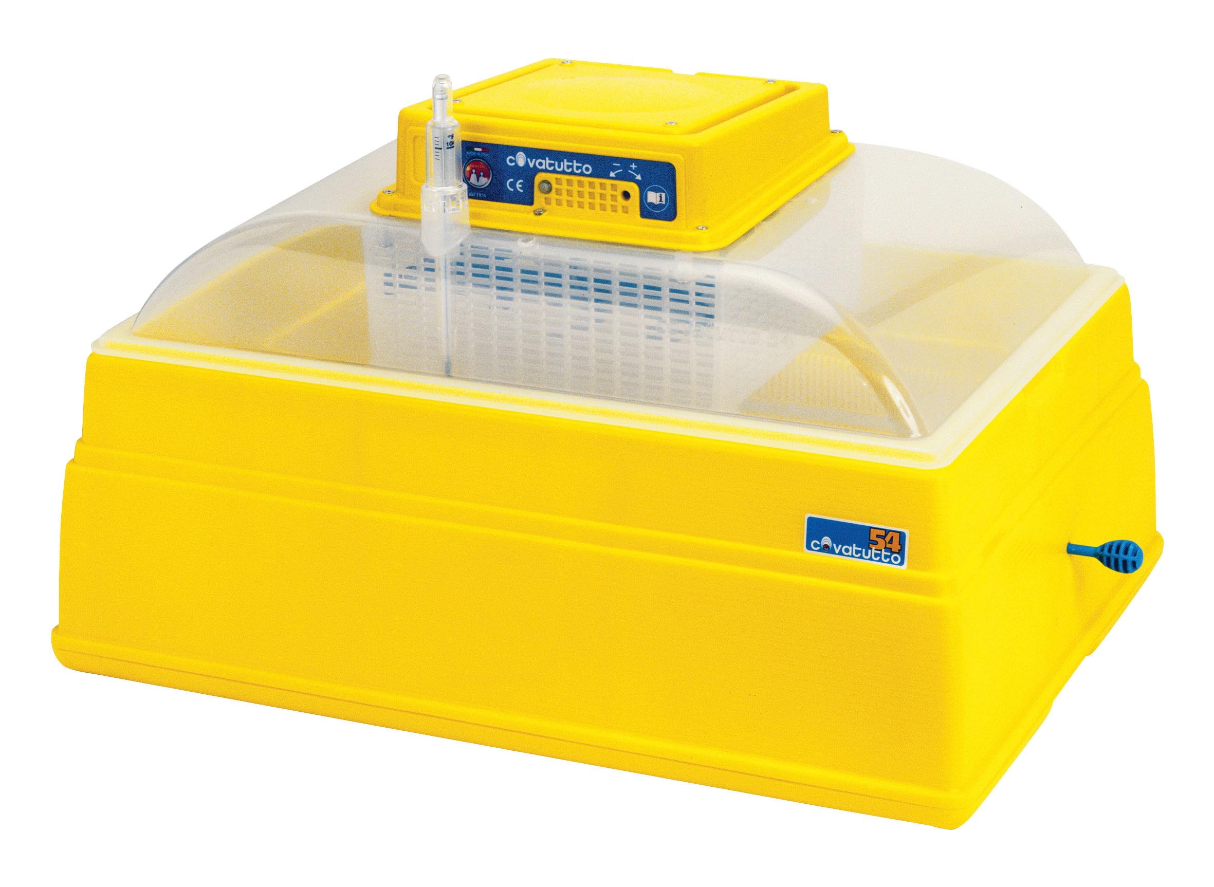 Novital Incubadora Covatutto 54, Amarilla, 58x41x37,5 cm, de plástico, para gallinas, hasta 54 Huevos, con volteador Manual de Huevos